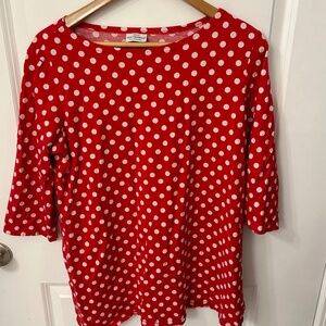 MARIMEKKO TOP-RED W/WHITE POLKA DOTS SIZE L/XL